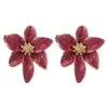 Pendientes de Esmalte Coloridos con Forma de Flor, Estilo Dulce y Fresco para Fiestas, con Diamantes y Perlas, Pendientes de Pétalos de Lujo Ligero y de Alta Gama para Mujer