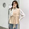 Colete de malha casual estilo coreano feminino primavera e outono, novo colete sem mangas com decote em V, suéter e colete em liquidação