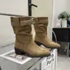 Botines Melard de moda hasta la pantorrilla para mujer, nueva colección de otoño 2026, botas de montar estilo western, tacón grueso, botines retro de punta