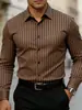 Nueva camisa de rayas de manga larga para hombre para primavera y otoño, holgada y casual, se puede personalizar con tu propio diseño