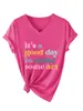 Es un buen día para comprar en la plataforma europea Wish moda casual de comercio exterior transfronterizo camisetas de manga corta con cuello en V para mujer