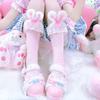 Calcetines Cortos Estilo Japonés Lindo Otoño e Invierno lolita Oreja de Conejo Lazo Femenino lolita Soft Girl Love Calcetines de Media Caña