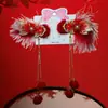 Horquilla Roja de Año Nuevo Estilo Chino para Niños, Adorno para el Cabello de Año Nuevo para Niñas, Accesorios para el Cabello Hanfu Estilo Antiguo, Horquilla con Borla para Niñas Pequeñas