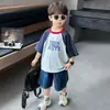 Camiseta de Manga Corta Raglán para Niños Verano 2026 Estilo Nuevo Camiseta Infantil de Bloques de Color de Media Manga Moderna Ropa de Verano para Bebé Camiseta