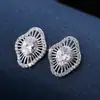 Pendientes geométricos de cobre europeos y americanos diseño hueco ovalados grandes joyería de moda temperamento pendientes de nicho para dama en stock