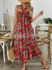 Amazon 2025 Vestido Midi Feminino com Gola Halter, Cadarço, Ombro a Ombro, Estampado e Cós Elástico, Estoque Pronto de Fábrica