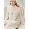 Suéter de estilo minimalista 100% cachemira pura para mujer, con dobladillo en forma de zanahoria, cuello semi-alto, mangas largas y diseño de punto, perfecto como capa interior