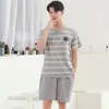 Pijama Masculino de Verão, Shorts de Manga Curta de Verão, Roupa para Casa, Conjuntos Finos Casuais Esportivos Frescos e Largos Atacado