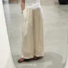 Verano 2026 Nuevo Estilo Vintage Color Sólido Lino Pantalones Rectos Sueltos Versátiles Lino Bordado Pantalones de Pierna Ancha Venta al por Mayor