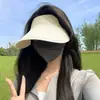 Gorra de Visera Integrada sin Costuras para Protección Solar al Aire Libre Ciclismo Sombrero Solar Anti-UV para Mujeres Transpirable Ligero Sombrero de Sol de Ala Ancha