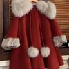 Abrigo acolchado de algodón y terciopelo para niñas Ropa de invierno Nuevo estilo Estilo occidental Ropa de Año Nuevo para niñas pequeñas Ropa de Año Nuevo roja para niños Abrigo