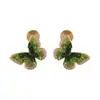 Clip para Oreja de Mariposa de Cristal Verde Dopamina Estilo Bosque Bobina de Mosquito Pendientes de Lujo Ligero Francés Pendientes de Nicho de Gama Alta