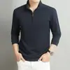 Camiseta Manga Longa com Gola Alta e Zíper Parcial para Homem, Jacquard Casual Respirável Outono 2026, Exclusivamente para Vendas Transfronteiriças