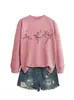 Sudadera casual cómoda y elegante para mujer de Amazon, eBay, sitio independiente, con líneas de tres chicas bailando, nuevo modelo de otoño e invierno