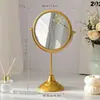 Luxo leve, espelho de maquiagem de mesa moderno, espelho de penteadeira de pernas altas, espelho redondo de alta definição, espelho de beleza, espelho pequeno para quartos de dormitório