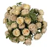 Nuevo Modelo de Comercio Exterior al por Mayor Flor Artificial Rosa Austin de 10 Cabezas Ramo de Boda Ramo de Rosa Sostenido a Mano Flor Artificial