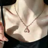 Um Essencial para Meninas Poderosas! Colar Cauda de Peixe com Diamante Rosa para Mulheres, Corrente de Clavícula de Nicho de Luxo, Estilo Doce e Descolado, Corrente Acessório Y2K