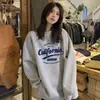 Sudadera de Cuello Redondo de Moda para Mujer 2025 Nueva Primavera y Otoño Estilo Americano Holgada Versátil Sudadera con Capucha Manga Larga Chaqueta de Primavera