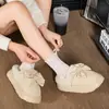 2025 Nuevas Zapatillas de Mujer Planas con Lazo Forradas de Felpa para Otoño e Invierno Moda Sencillas Ligeras de Pareja Peludas de Moda