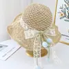 Sombrero de Paja Tulipán con Encaje de Lazo Francés para Mujer Estilo Verano Resort Playa Protección Solar Sombrero de Paja
