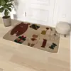 Alfombrilla de suelo de lino sintético más vendida transfronteriza, absorbente para baño, resistente a la suciedad, base de goma antideslizante, alfombrilla de entrada de cocina de dibujos animados