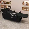 Cama de Lavatório Semi-Reclinável Dobrável com Descanso para os Pés Cama de Lavatório Salão de Cabeleireiro Tintura de Cabelo Cama de Lavatório Barbeiro Bacia de Cerâmica Cama de Lavatório