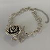 Indústria Pesada Europeia e Americana Tridimensional Metal Rosa Flor Pingente Clavícula Cadeia Doce Cool Spice Girl Luz Luxo Alto Nível Nicho Colar