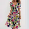 2026 Novo E-commerce Transfronteiriço Amazon Solto Casual Elegante Gola V Floral Novo Vestido Estampado Mais Vendido