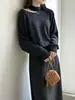 Suéter de Tricô com Gola Halter e Mangas Morcego Paulownia Montanha do Norte para Mulheres, Design de Outono Suéter Básico Ombro a Ombro P157