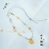 Collar de Mariposa de Cristal Chapado en Oro de Lujo con Diamantes y Perlas Doradas, Nueva Cadena para Suéter de Moda de Gama Alta Estilo Chino para Mujeres