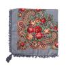 Pañuelo de Algodón Estampado Ruso para la Cabeza Bufanda para Mujer Otoño e Invierno Estilo Étnico Chal Pequeño Pañuelo Cuadrado Pequeño de Flores Retro para Mujer