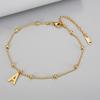 Tobillera de Cadena con Letras y Perlas de Moda Europea y Americana Versátil para Mujer Cadena de Tobillo de Acero de Titanio Elegante Elegante