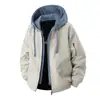 Jaqueta com Capuz Falsa de Duas Peças Color Block Masculina 2025 Nova para Exterior Solta Casual Casaco Masculino Resistente à Água Estilo Japonês Tendência