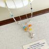 Colar de Verão Transparente Dopamina Cristal Colorido Estrela Prata Quebrada Contrastante Colar Corrente Clavicular Empilhada de Verão