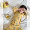 Pijama para Niños y Niñas Categoría a Primavera y Otoño Cuello Redondo Dibujos Animados Set de Ropa Interior Bebé 280g Lana Pull-Up Ropa para el Hogar