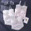 Chaleco de Encaje Floral de Verano con Base de Almohadilla para el Pecho Ropa Interior Estilo Deseo Puro Top sin Tirantes