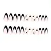 24 Peças de Unhas Postiças Longas Amêndoa Pretas de Alto Padrão para o Dia dos Namorados com Desenho Francês em Forma de Coração, Modelo Popular de Comércio Exterior, Atacado