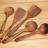 Espátula de Madera de Teca Tailandesa Extendida Antiadherente para Cocinar Espátula de Madera Utensilios de Cocina Amazon Juego de Espátulas de Madera
