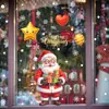 3 Hojas/Set Pegatinas Estáticas Navideñas Nuevas para Ventana Dibujos Animados Lindo Papá Noel Muñeco de Nieve Pegatinas Decorativas para Ventana de Cristal