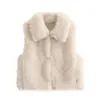 Fabricantes Mayoristas de Ropa para Mujer Transfronteriza 2025 Nuevo Estilo Solapa Cremallera Sin Mangas Piel Sintética Chaleco Cálido Chaleco Chaqueta