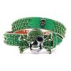 Cinturón Verde Cráneo Grande con Pedrería para Hombre Hecho a Mano Incrustaciones Hip Hop Punk Personalidad Moda Fábrica Mayorista