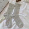 Meias de Renda Femininas Meia-Calça de Cano Médio Verão Finas Modernas Estilo Ballet Meias Felpudas com Sapatos de Couro Pequenos Meias Cinzas