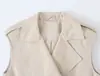 Estilo Europeu Outono 2026 Roupas Femininas Cáqui Solto Colete de Botão Duplo 6433
