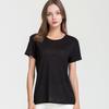 Camiseta holgada de seda de verano, nueva camiseta de manga corta tejida de seda morera de talla grande, jersey de cuello redondo de color liso para mujer, camisa de fondo
