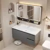 Gabinete de baño de aluminio de panal engrosado con lavabo de cerámica integrado y unidad de tocador
