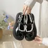 Sapatos Mary Jane de Renda Femininos 2026 Outono Novo Sola Grossa Laço Sapatos de Uma Cor Versátil Boca Rasa Pequenos Sapatos de Couro Sapatos Lolita