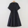 Ropa de Verano 2026 Estilo Japonés Doble Capa Gasa Plisada Cuello en V Suéter para Mujer Vestido de Manga Corta Color Sólido Falda para Mujer