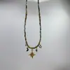 Colar Vintage em Camadas com Contas para Mulheres, Corrente para Clavícula Boêmia de Girassol de Luxo Leve de Nicho, Acessório de Pescoço Estilo Feriado
