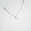 Collar pequeño de luna de plata de ley s925, estilo coreano, diseño moderno y simple, cadena corta para la clavícula para mujer