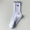 Meias Esportivas para Mulheres, Meias para Fitness Yoga, Profissionais Antiderrapantes com Bordado de Coração de Renda Personalizadas para Pilates Meia-Canela para Mulheres